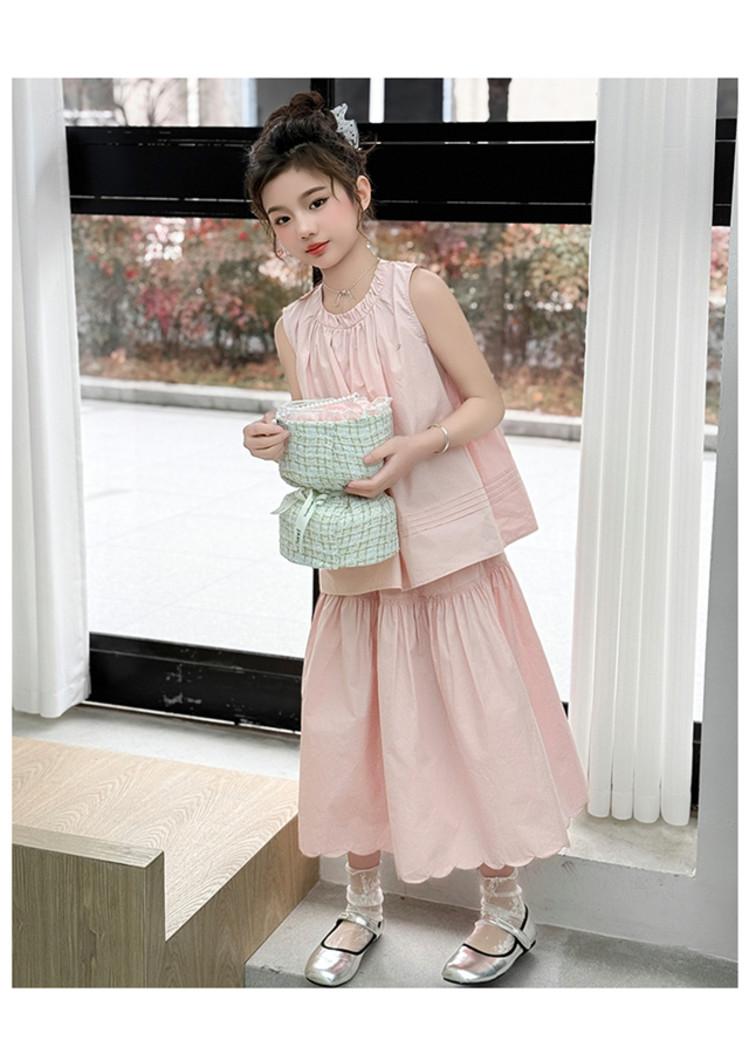 Product Introduction of Bộ Đồ Bé Gái, Thiết Kế Hai Mảnh, Thời Trang Hàn Quốc, Thích Hợp Mặc Hàng Ngày Hoặc Đi Học, Phong Cách Vải Lanh Bông Không Tay Trơn Có Sẵn Trong Cỡ 18-50kg 8