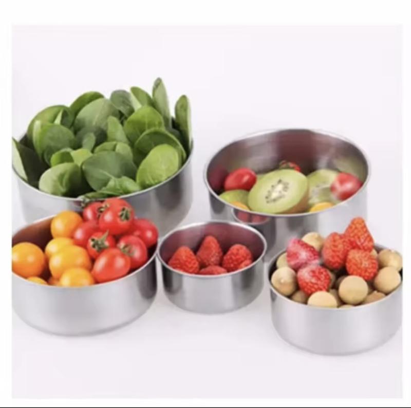 Product Introduction of 5 Pieces Sealed Crisper Stainless Steel FoodStorage Boxes Fruit Vegetable Fresh PreservationContainer 5