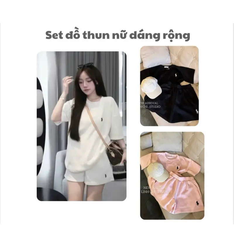 Bộ Đồ Thun Nữ  Dáng Rộng, Màu Pastel, Thoải Mái, Vải Cotton Co Giãn, Thấm Hút Tốt