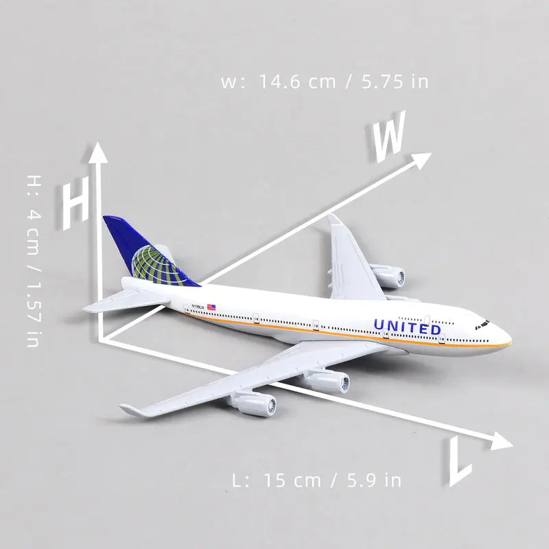 Boeing 747 Air United 1/400 Diecast Metal Airplane Model with Stand, Airlines Model Plane Alloy Display Collectible Model Kit for Aviation Enthusiast Gift 1