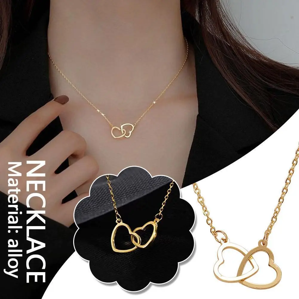 Vòng Cổ Vòng Đôi, Dễ Phối Đồ Dành Cho Phụ Nữ, Phong Cách Thường Ngày Thiết Kế Trái Tim Đến Trái Tim
