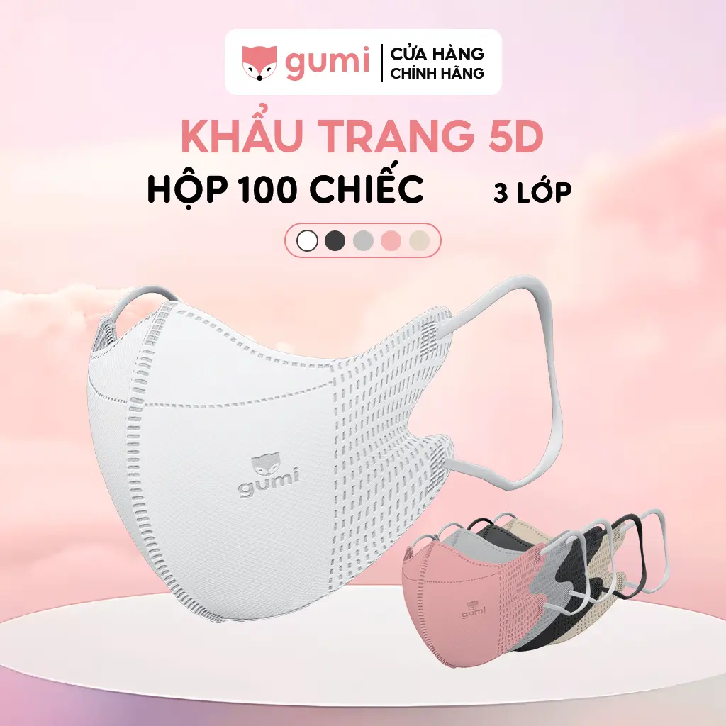 (HN) Hộp 100c 5D Khẩu trang Gumi kháng khuẩn 5D Mask kháng bụi mịn, kháng giọt bắn. Phụ Kiện Accessories Accessories