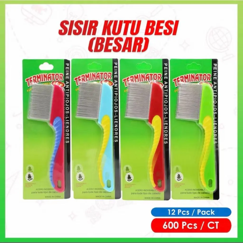 Js 3pc 12pc SISIR KUTU PANJANG LOGAM/SISIR SERIT GAGANG /SERIT AJAIB KUTU DAN KETOMBE