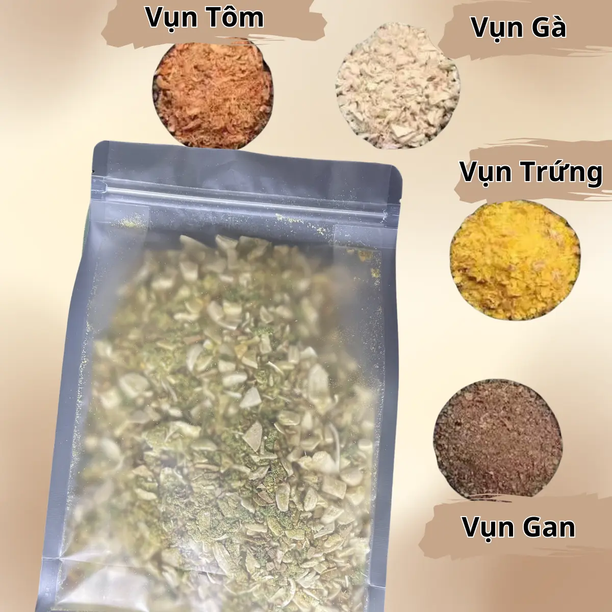 [Freeship ] Vụn thập cẩm thịt bò, gà, gan, tôm, trứng sấy cho mèo mọi lứa tuổi_Túi 500g