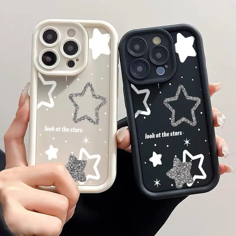Casing untuk VIVO Y17 X50 Lite Y01 Y02 Y02A Y02t Y03 Y10 Y10 T1 Y11s Y12 Y12a Y12s Y15 Y15s Y15a Y15c Y16 Y17s Y18 Y18e Y19 Y1s TPU Pro Kamera Keren Silver Star Casing Soft Cover Ponsel Silikon 0