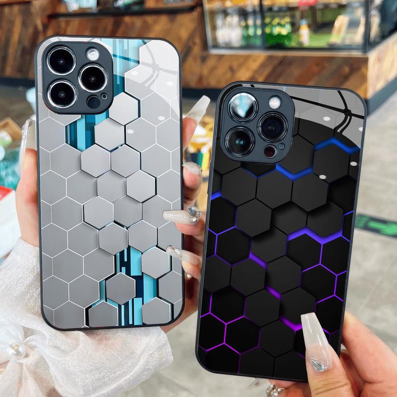 Ốp Kính Skin nghệ thuật tổ ong dành cho iPhone 17 16 15 14 13 12 11 8 7 6 6s 6p 7p 8p 6g 7g 8g 16e Pro Max XR XS xsmax Plus Air Promax mini Ốp lưng điện thoại di động Lady Case Phụ Kiện