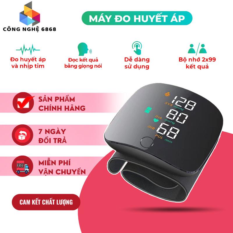 Máy đo huyết áp tự động WEB360, Máy đo huyết áp có giọng nói, Máy đo nhịp tim cổ tay cảnh báo HA và nhịp tim bất thường