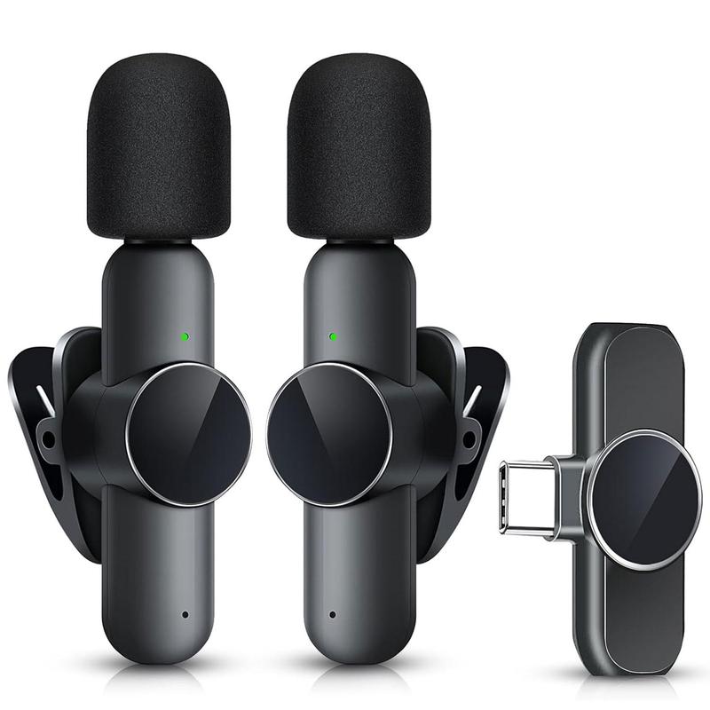 Wireless Collar Clip Microphone, 1 Set USB Rechargeable Wireless Lavalier Microphone, Portable Recording Mic for Video/Audio/Vlog Recording, Professional Microphone for Teaching, Interviews, Live Streaming, Mini Microphones, Electronics Audio Device 0