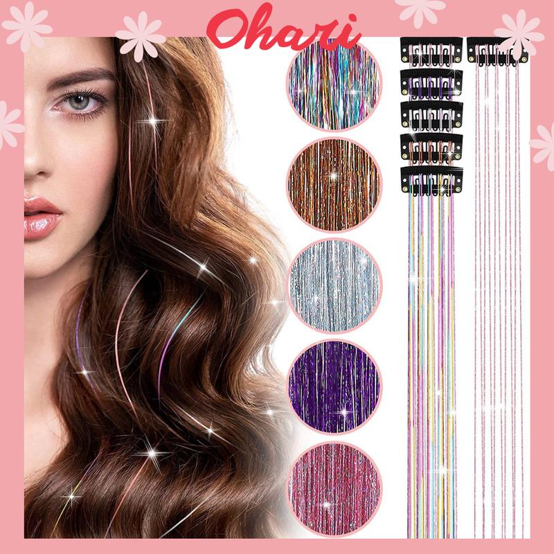 Kẹp tóc kim tuyến, tóc light kim tuyến 12 sợi, 50 cm T25