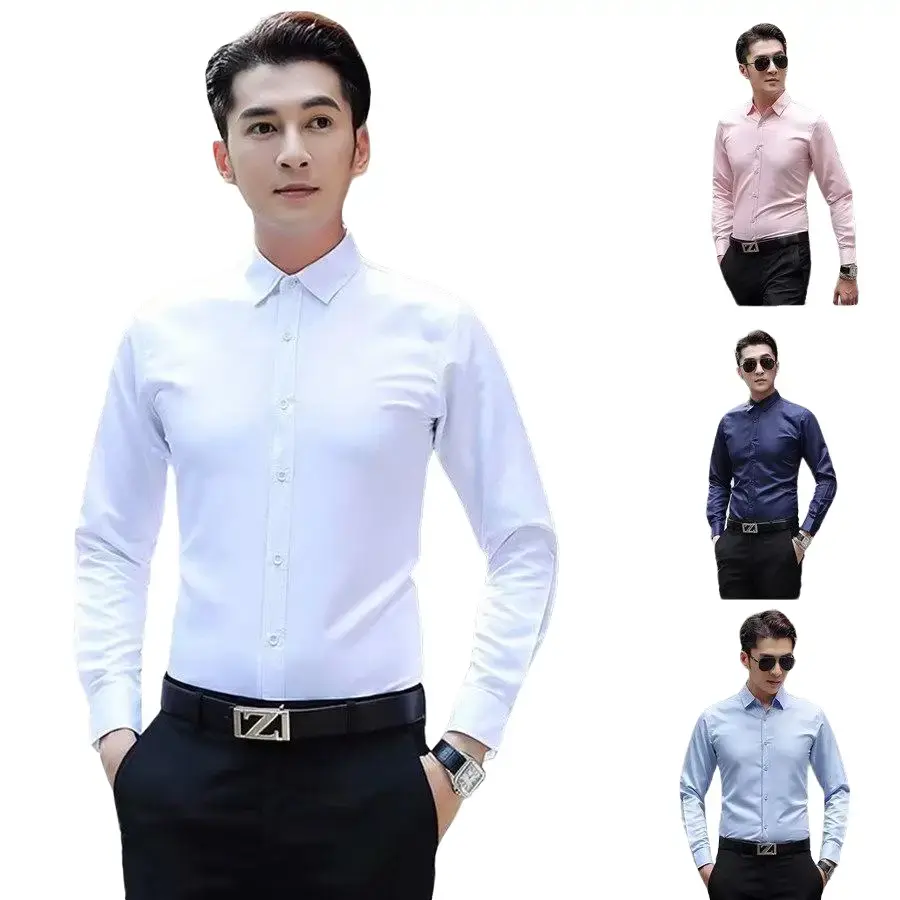 Top Unlimited PH 2025 Men shirt long sleeve shirt business formal shirt men's multi occasion Menswear Longsleeve Light Blue Lingerie Plain Wetsuit