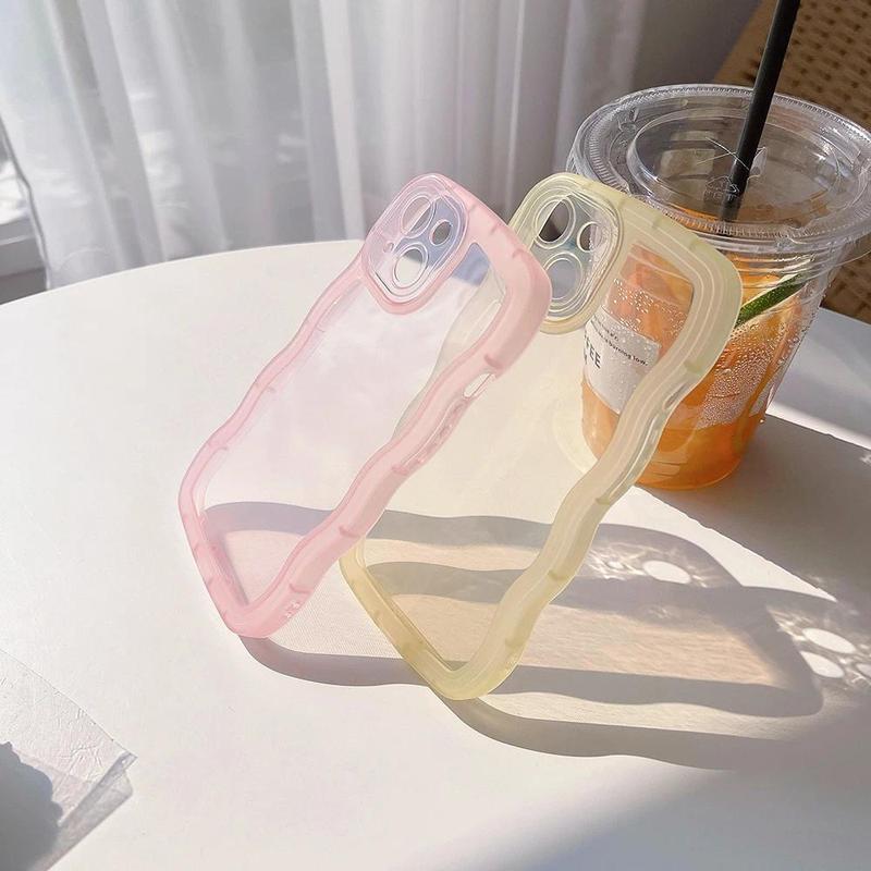 Product Introduction of for iPhone 15 14 13 12 11 Pro Max Mini XS SE 7 8 Plus Case Cute Transparent Curly Wave Hybrid Shockproof Bumper Cover Soft Funda 7