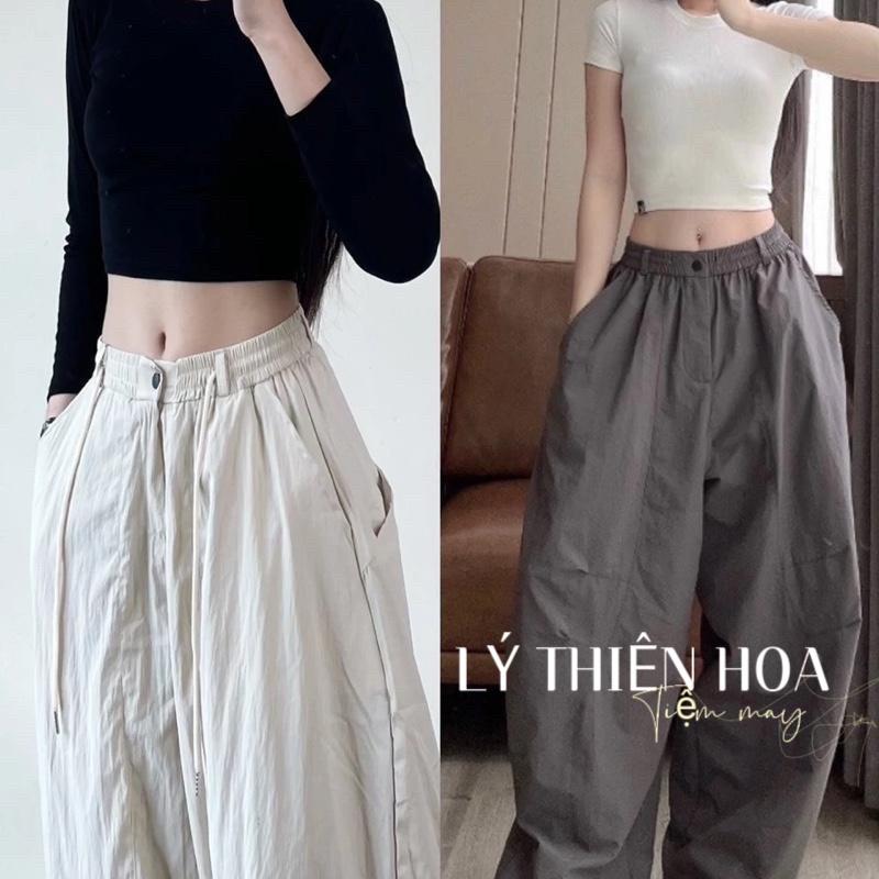 [ Dáng baggy- chất gió mềm nhẹ mát] Quần gió nhăn mềm mịn mát túi hộp dáng baggy ống rộng nam nữ unisex parachute