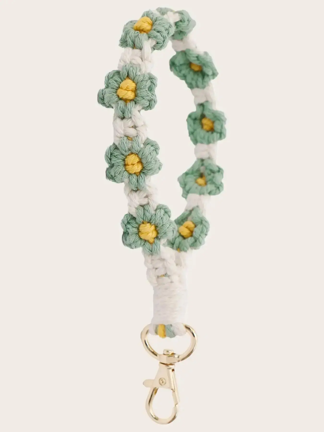 Flower Crochet Design Wristlet Keychain Hook, Fashion Colorful Zinc Alloy Car Keychain, Cute Accessories