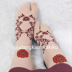 Kaus kaki henna series warna kulit isi 12 pasang cuci kering warna krem semua karet atas betis
