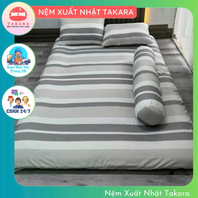 Bộ ga 4 món cotton đũi tici TAKARA, ga bọc nệm 2 mặt có khóa kéo, áo Nệm Topper 2 Mặt Có Khóa Khéo Vải Cotton Tici Thoáng Mát Kích Thước,đủ size 1m/1m2/1m4/1m6/1m8 x 2m đủ màu thân thiện với làn da aoboc nemkhoakeo