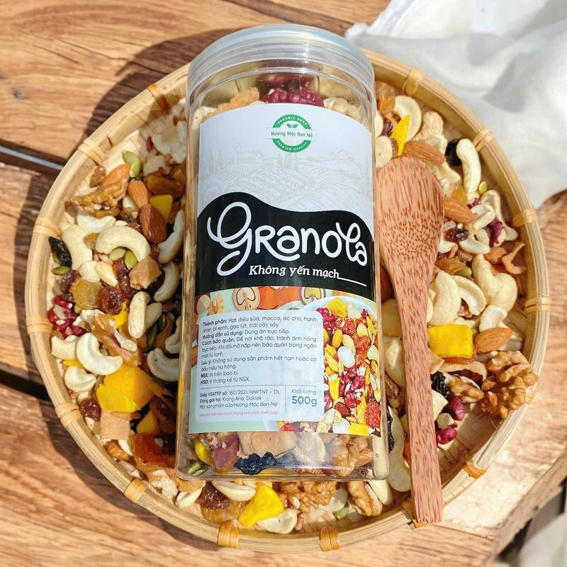  Ngũ cốc hạt Granola siêu hạt sấy nguyên vị không đường Hương Mộc Food ngucoc 500g 