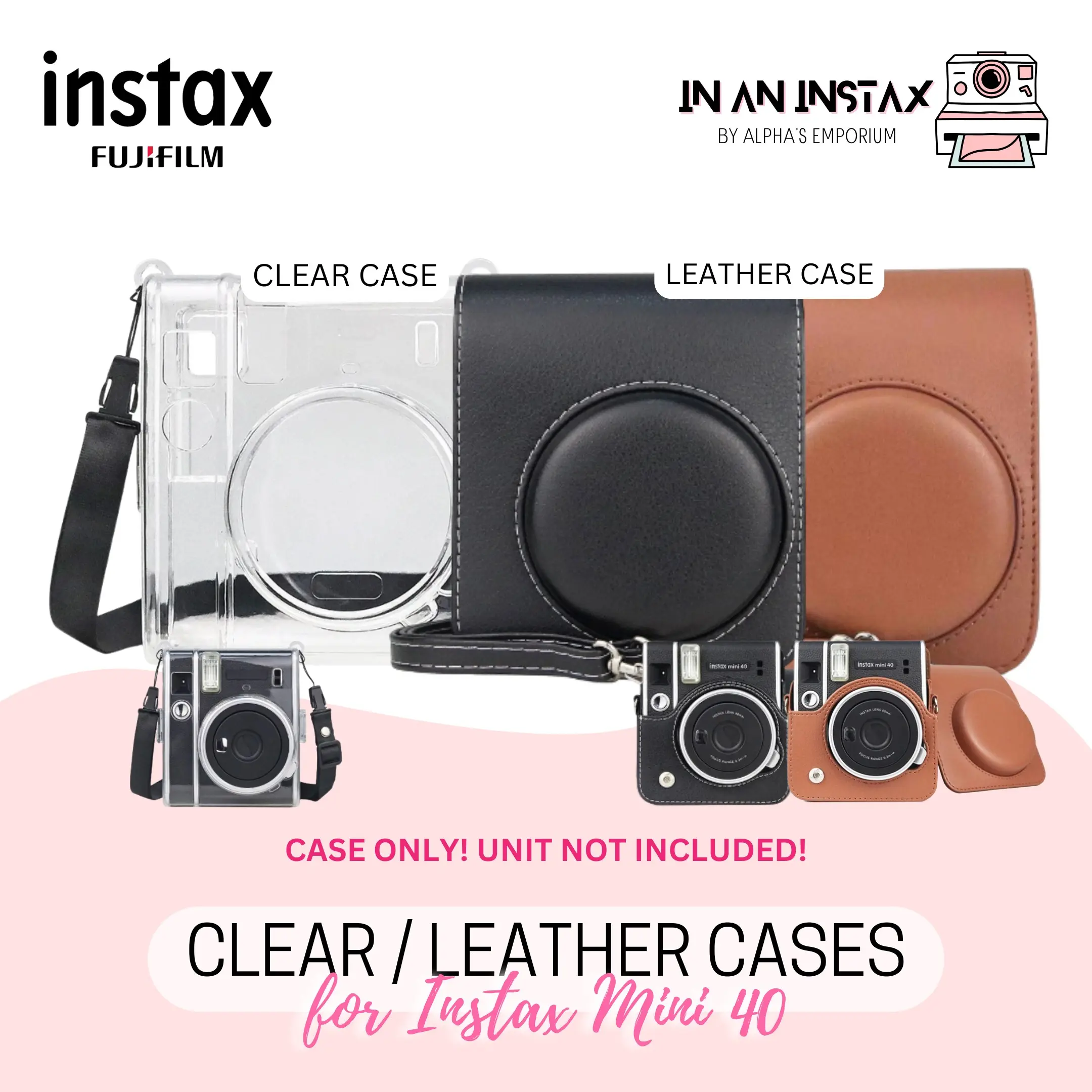 Instax Mini 40 Cases Clear Case Leather Case Brand New In An Instax by Alpha'sEmporium