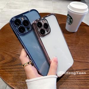 Luxury Plating Square Clear Phone Case for IPhone 14 13 12 11 Pro Max Mini 14plus X XS Xsmax XR 7 8 Plus Silicone Frame Shockproof Cover