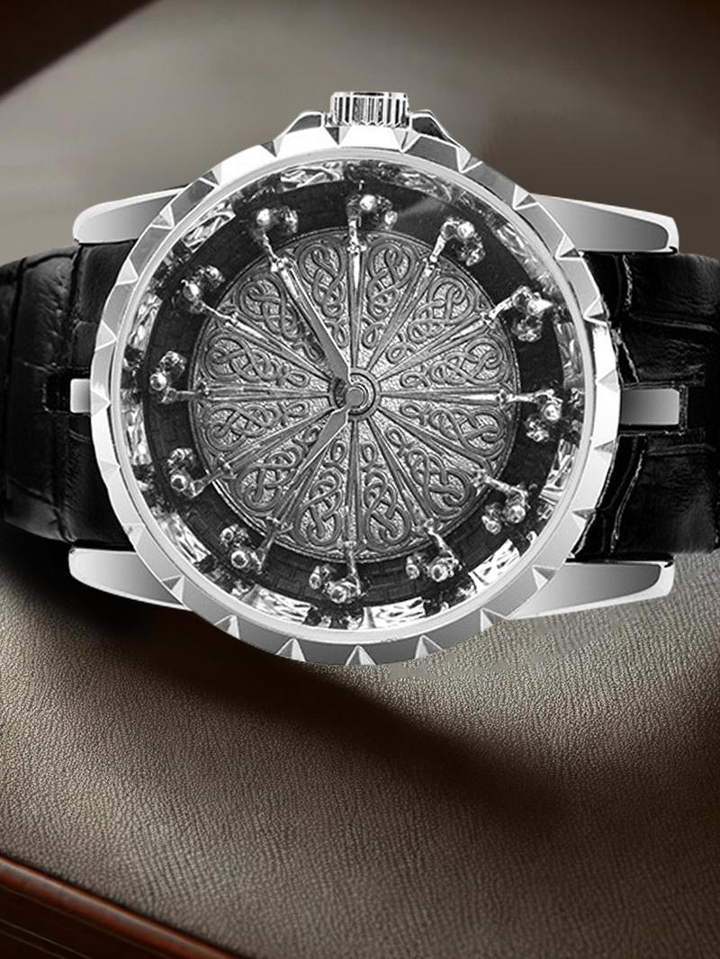 Product Introduction of Men's Fashion Round Dial Quartz Watch, Fashion Watch for Party, Daily Clothing Decor, Trendy All-match & Exquisite Watch for Birthday Gift with Box 2
