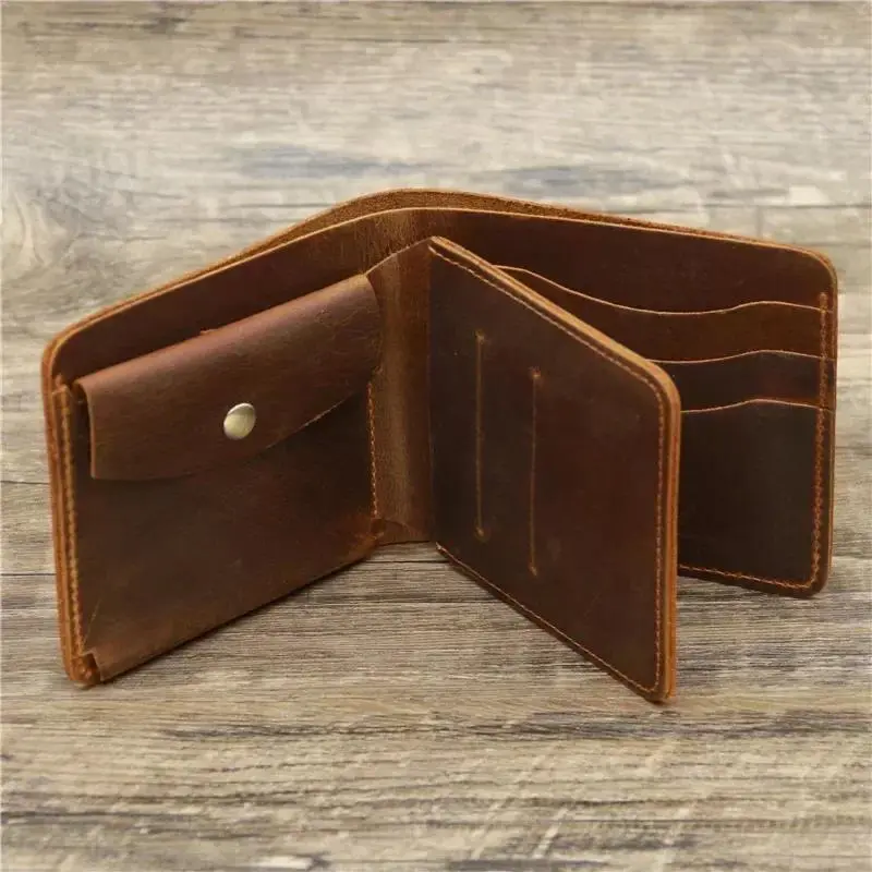 **Personalized Best Genuine Leather Mens Wallet with Coin Pocket Minimalist Engraved Bi Fold Pure Leather Wallet for Men.3