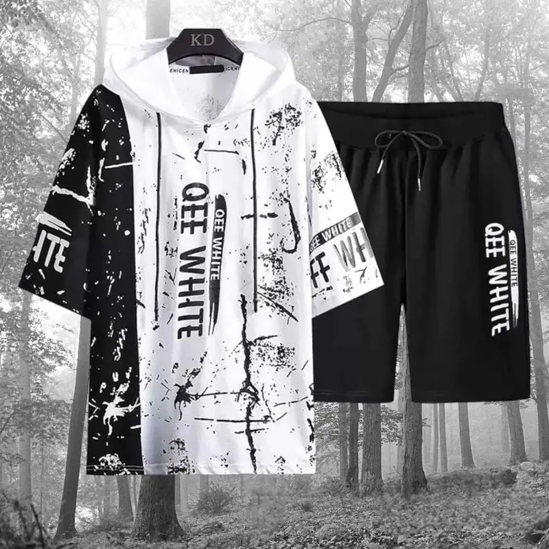 satu set style outfit Cowok EEQ Atasan Sweater/Kaos dan Celana pendek Kekinian -  Unisex Wanita 5