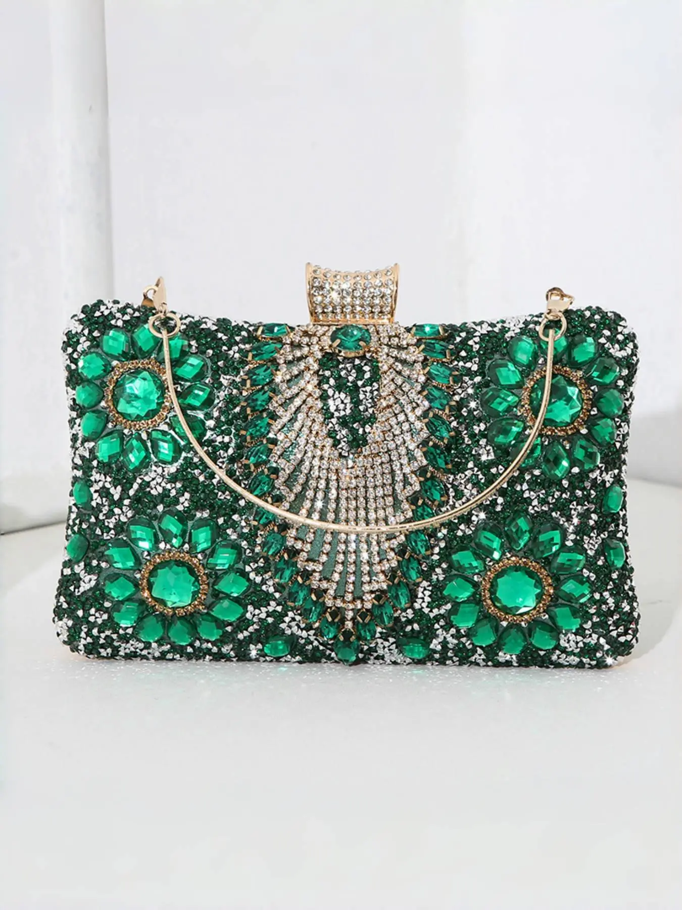 Women's Elegant Bling Rhinestone Decorated Evening Bag, Exquisite Trendy Flap Bag, Fashionable Bag for Party Decoration