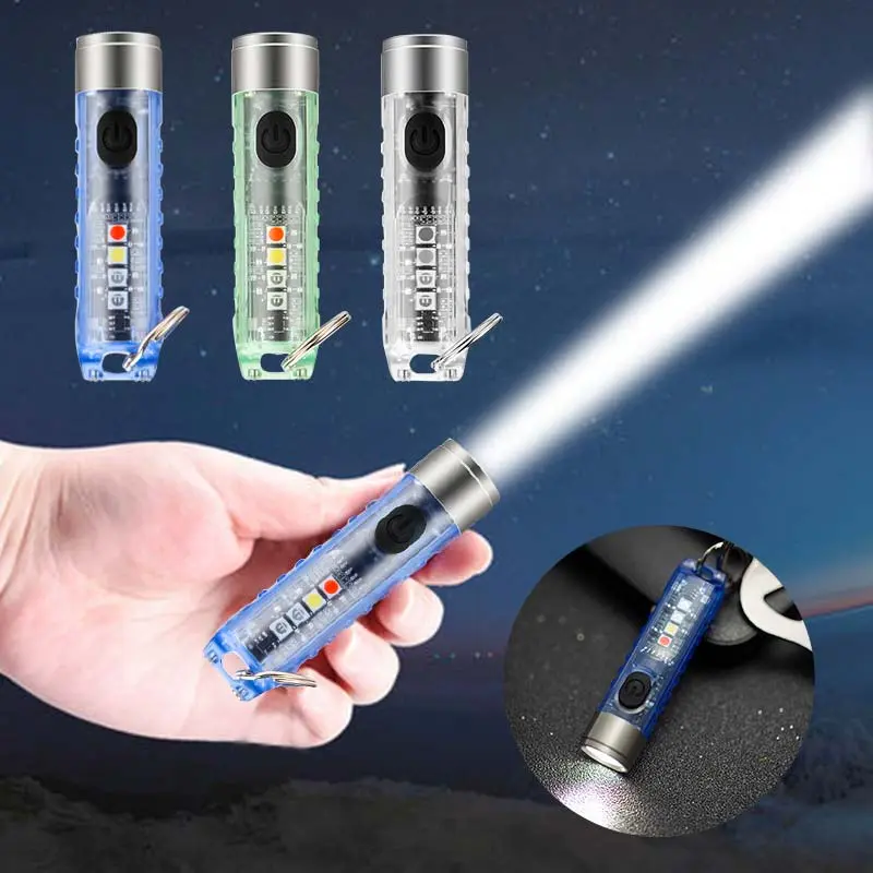Móc khóa đèn pin mini bằng nhựa quang thông 400 lumen nhỏ gọn 0
