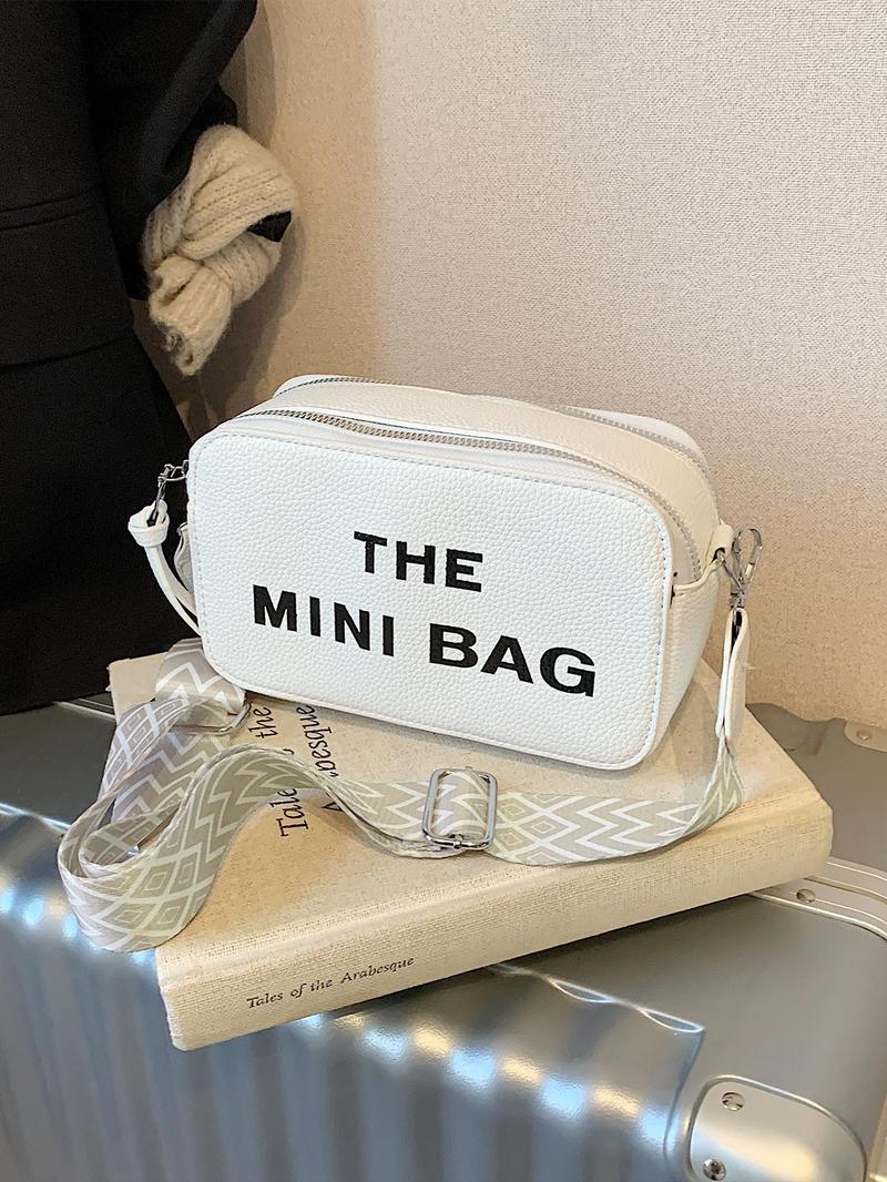 Product Introduction of Fashionable Letter Pattern Compact Crossbody Bag, Casual Versatile Zipper Beige Shoulder Bag for Women, Trendy All-match Commuter Bag for Daily Used,  Bags Crossbody, Everyday Bags 7
