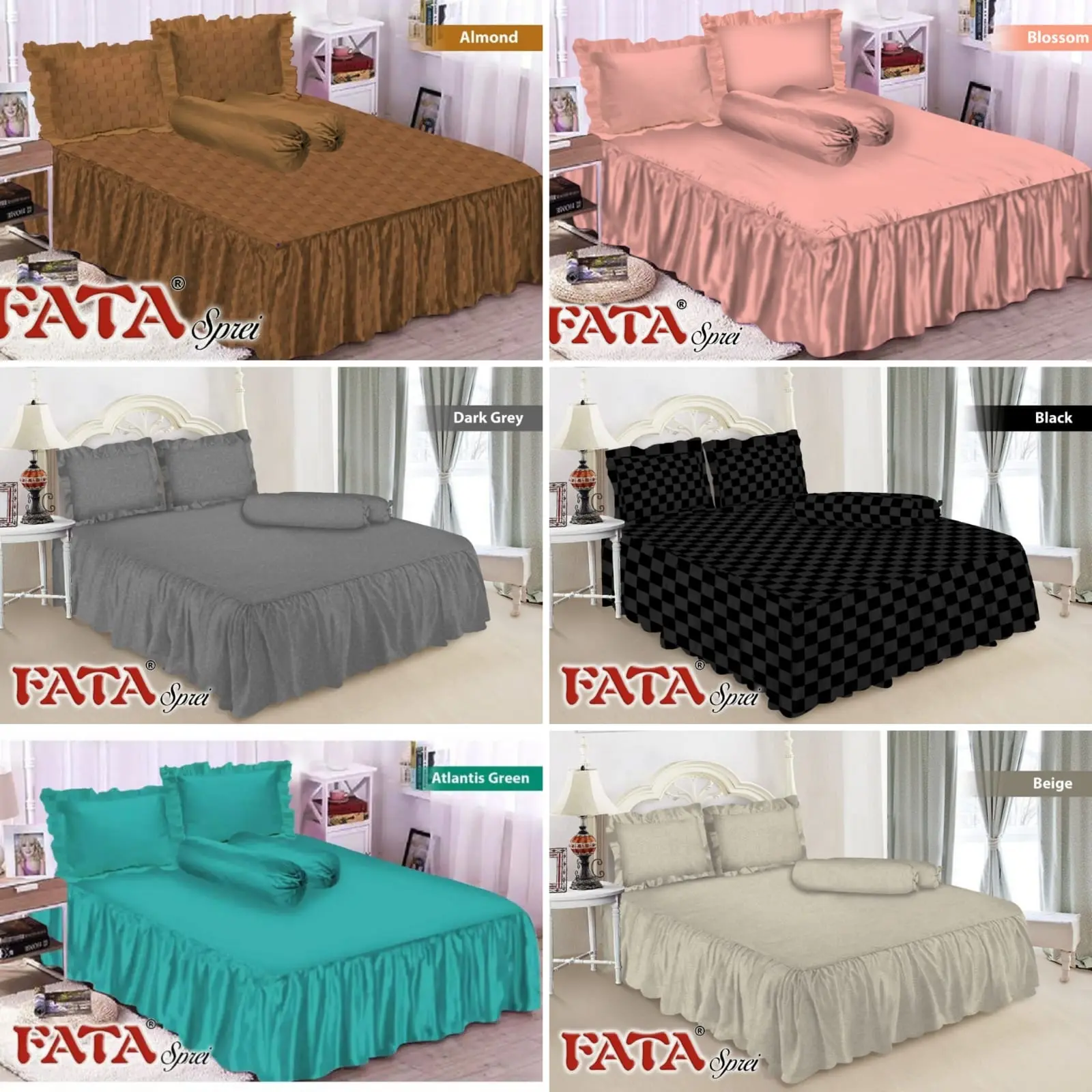 FATA SPREI RUMBAI JACGUARD POLOS EMBOSS KING 180X200X35 & QUEEN 160X200X35 Bantal