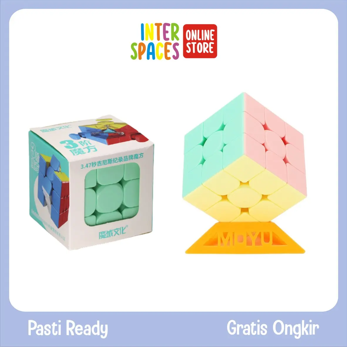 Rubik 3x3 Speedcube MoYu Meilong Macaron Stickerless Warna Pastel Marcaron Marcaroon Games