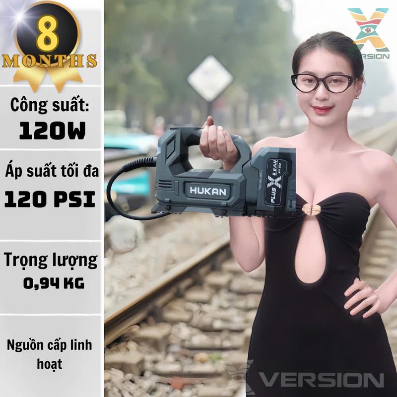 Máy bơm hơi HUKAN GEN2 G2-BHP2120 Nhẹ 0.94kg - Chân pin phổ thông - Bảng led hiển thị-Xversion