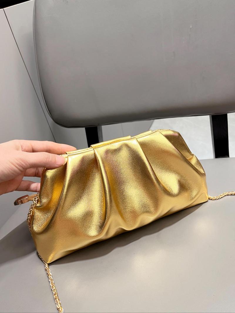 Product Introduction of Women's Elegant Glitter Evening Bag, Fashionable Solid Color Shoulder Bag for Party, Trendy All-match & Exquisite Crossbody Bag for Birthday Gift 6