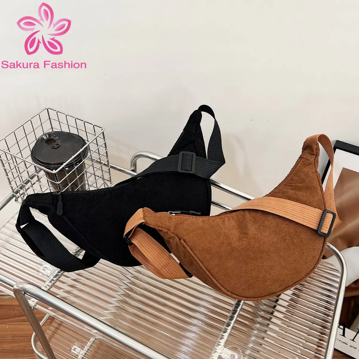 Sakurafashion #L607 Corduroy Women Improved Classic Trend Shoulder Crossbody Sling Unisex Dumpling Bag