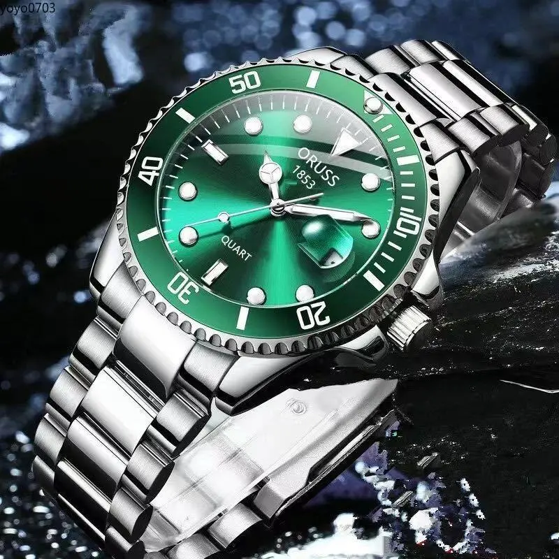 GiftWith BoxORUSS Original Brand Business Stainless Steel Waterproof Luminous Fashion Men's Date Automatic Quartz Wrist Watch For Men wrist  watch silver  analog