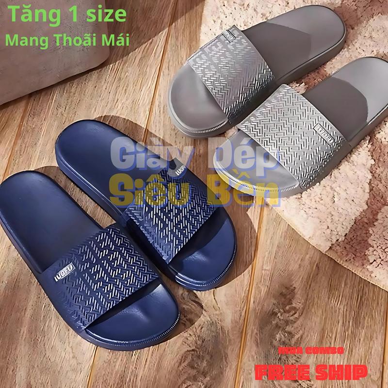 [Tăng 1 Size] Combo Dép Loufu , Đúc Liền Tăng 1 Size Nam Nữ Quai Ngang PVC Nguyên Khối Chống Thấm Nước Trơn Trượt Slipper Đế Bằng DéP
