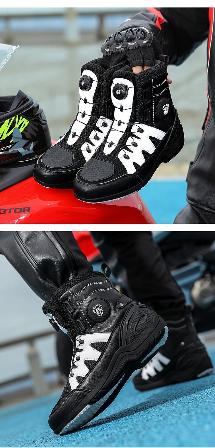 Product Introduction of Men Boots Motorcycle Casual Shoes Microfiber Waterproof Anti-slip Outdoors Travel Equipment Sneakers Motorcycle Shoes Riding 14