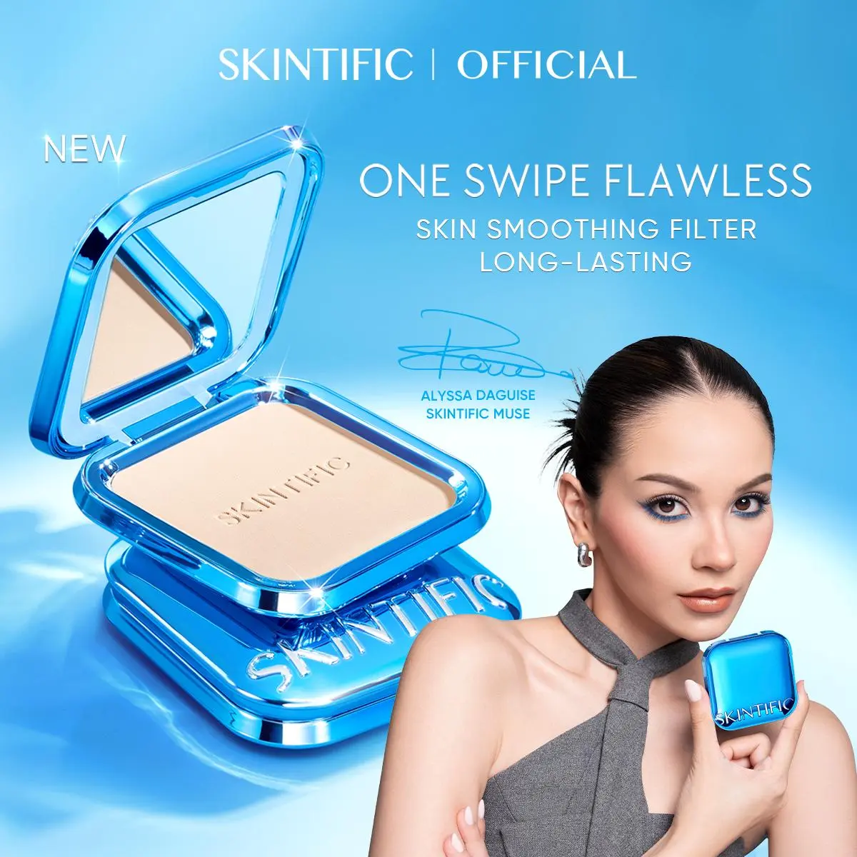 【NEW】SKINTIFIC - Ultra Cover Powder Foundation 9g | Two Way Cake Pressed Powder Matte Bedak Padat Compact Meratakan warna kulit with Carnosine Ectoin Squalane Silk Powder