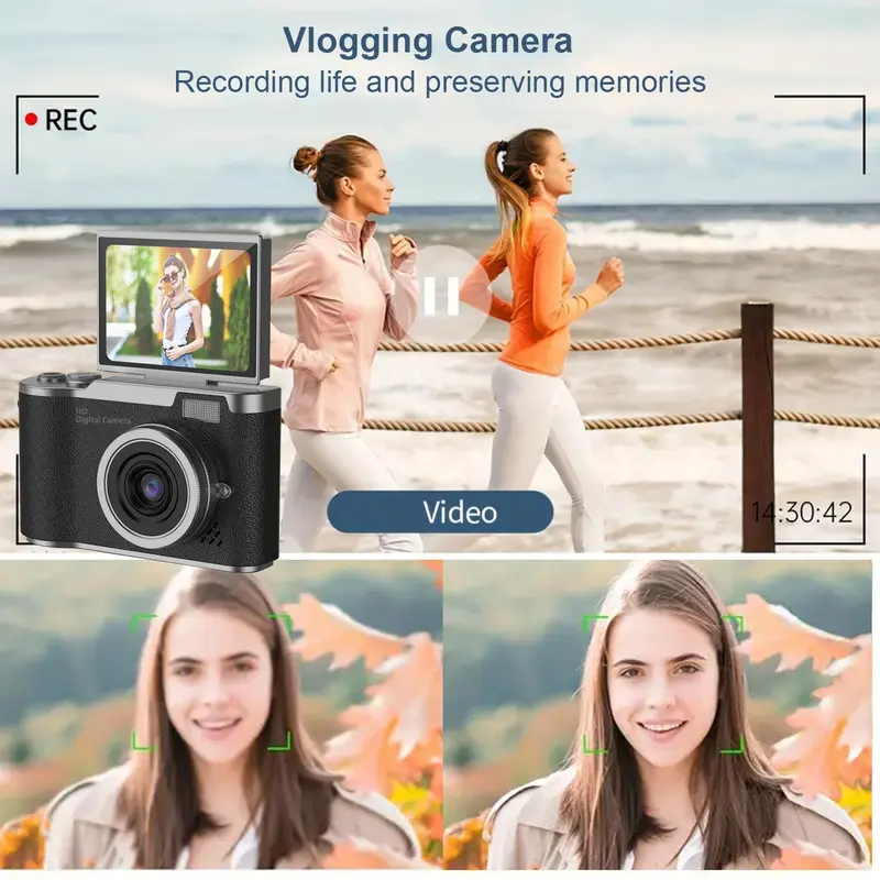 Hd Digital Camera, 180° Flip Screen Camera with Built-in Flash, Portable Camera for Photography & Vlogging, Ideal for Beginners, Live Streaming & Travel, Student Camera 4