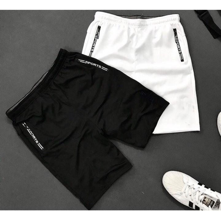 Quần đùi thun nam thể thao vải thun lạnh dày 02 bên hông có khóa kéo Sport cực đẹp cho Gym và chạy bộ chất liệu mềm mịn co dãn 4 chiều