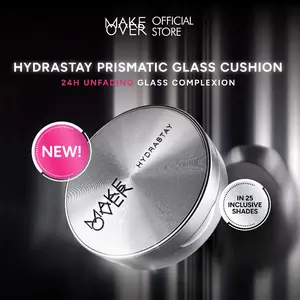 NEW! MAKE OVER Hydrastay Prismatic Glass Cushion - Plumpy | Anti Crack | Smudgeproof | Tidak Cakey Tidak Crease | High Coverage