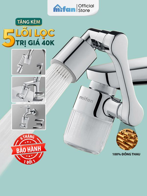 Đầu Lọc Nước Tại Vòi Bồn Rửa Mặt MIFAN - Đồng thau cao cấp, Tăng áp mạnh mẽ, Tay xoay 3 chiều 1080°, 2 chế độ phun, Lava