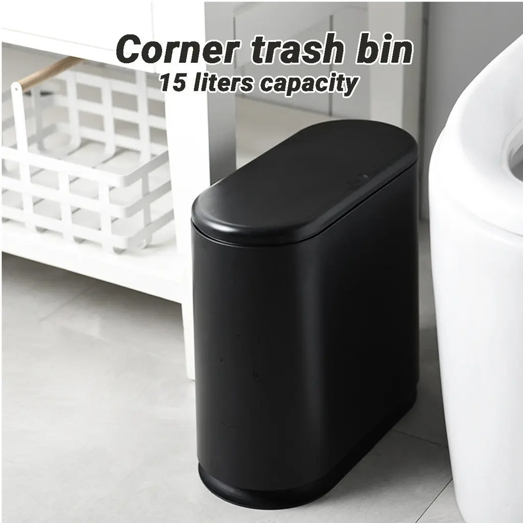 15L Home Waste Basket Creative Hotel Bathroom Narrow Space Toilet Paper Bin