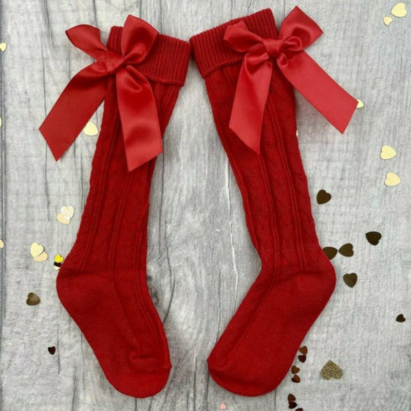 Baby Girl Knee High Socks in Pink, Red or White - All Seasons 4