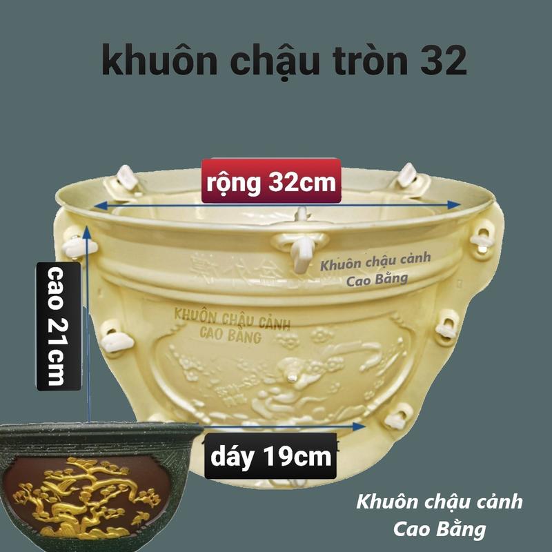 Khuôn đúc chậu cảnh tròn 32 Cúc Tùng Đào
