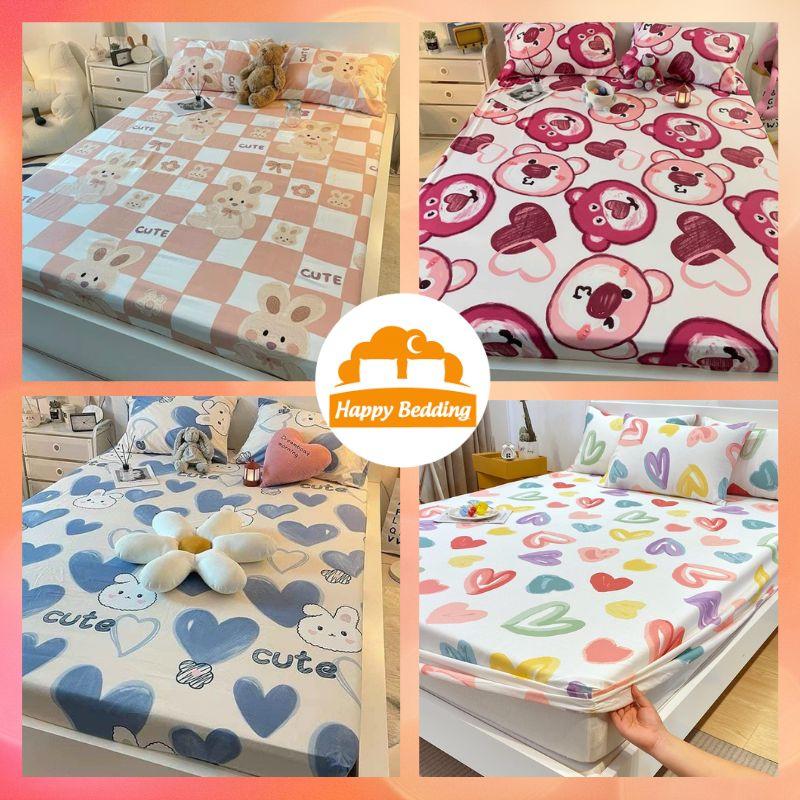 Bộ set 3 món ( ga + 2 vỏ gối) cotton poly , bộ ga giường kèm vỏ gối poly nhiều mẫu mã