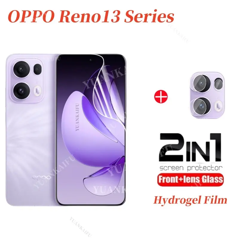 For OPPO Reno13 Pro Reno 13 13F F 13Pro 5G 2024 2025 2in1 HD Clear Front Full Cover Protection Hydrogel Film Not Tempered Glass Rear Camera Protective Film Screen Protect