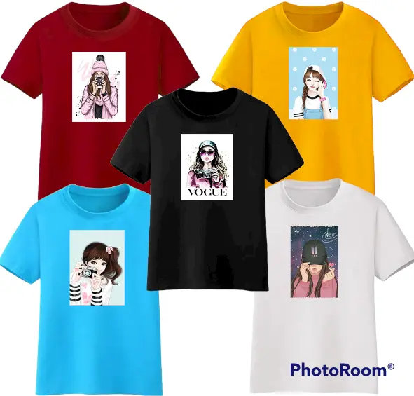 PAKET 5 PCS BAJU ANAK PEREMPUAN / CEWEK DIGITAL SABLON Crew Neck Kaos