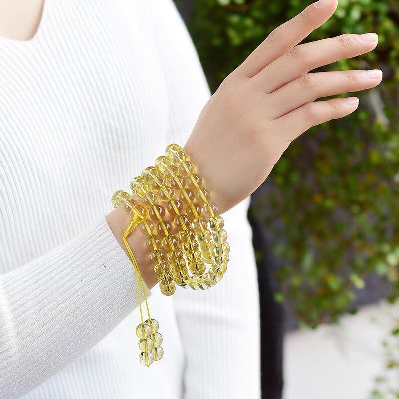 Vòng Tay Chuỗi Hạt, Citrine Chanh Tự Nhiên, 108 Hạt, Dành Cho Phụ Nữ Và Nam Giới, May Mắn, Công Việc Thịnh Vượng, Đồ Trang Sức Nam Và Nữ, Vòng Tay Nhiều Vòng, Đồ Trang Trí 0
