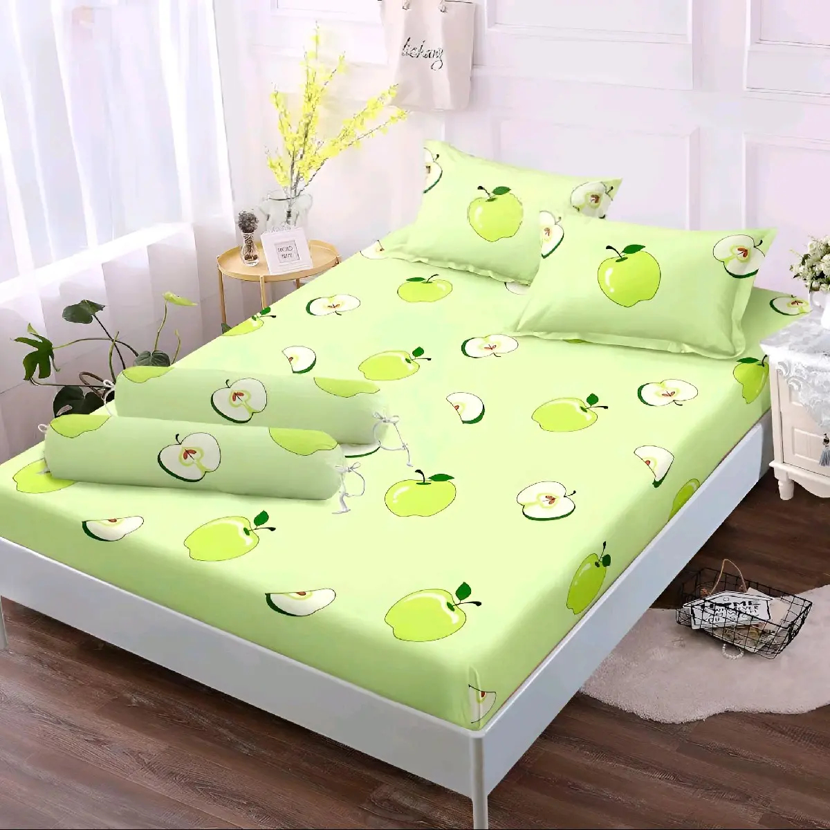 Seprei Motif Green Apple Terbaru Sprei Apel Termurah Seprai Katun No 1 King Size FREE Sarung Bantal Guling Sudut Karet Seprai