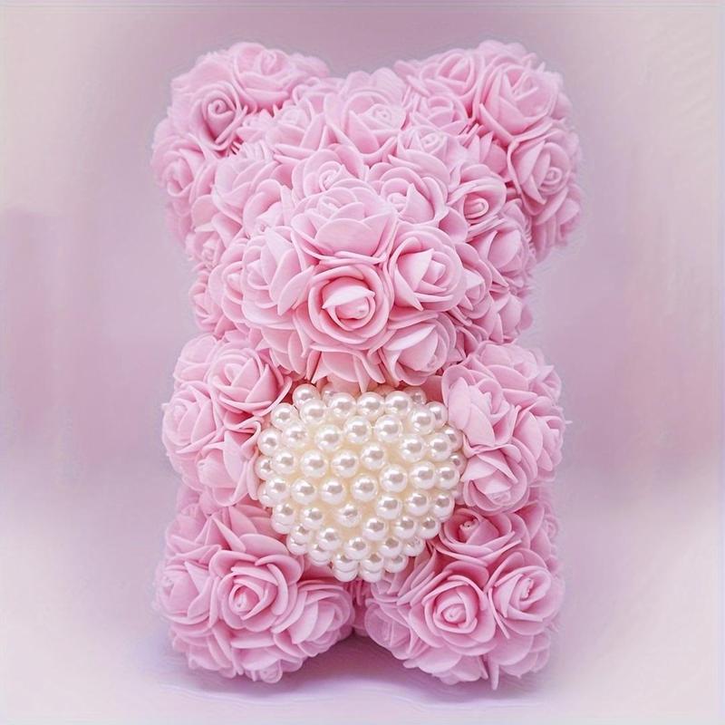 Product Introduction of Artificial Rose Bear, 1 Count Handmade Rose Bear with Box, Decorative Flower for Home Party Anniversary, Gift for Girlfriend, Mother, Decoration, Rosy Eternal Flowers, Roses Bouquet, Pink Flower 2